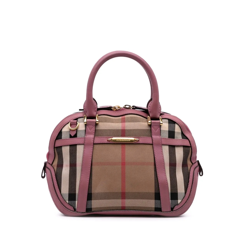 Burberry Sac à bandoulière Small Leather Trimmed House Check Canvas Bridle Or braun