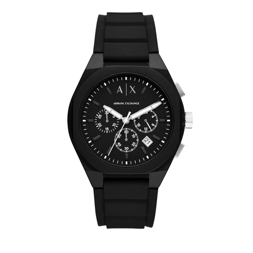 Armani Exchange Armani Exchange Chronograph Black Silicone Watch Black Kronograf