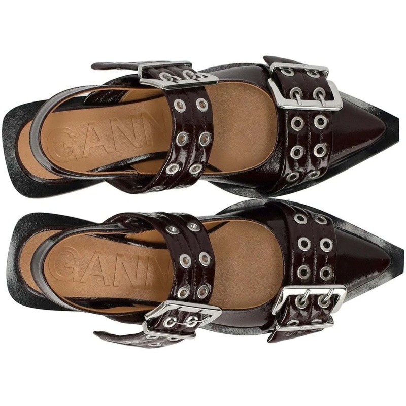 GANNI Ballerinas Dames Chunky Buckle Ballerina Auberg rot(Image 12)