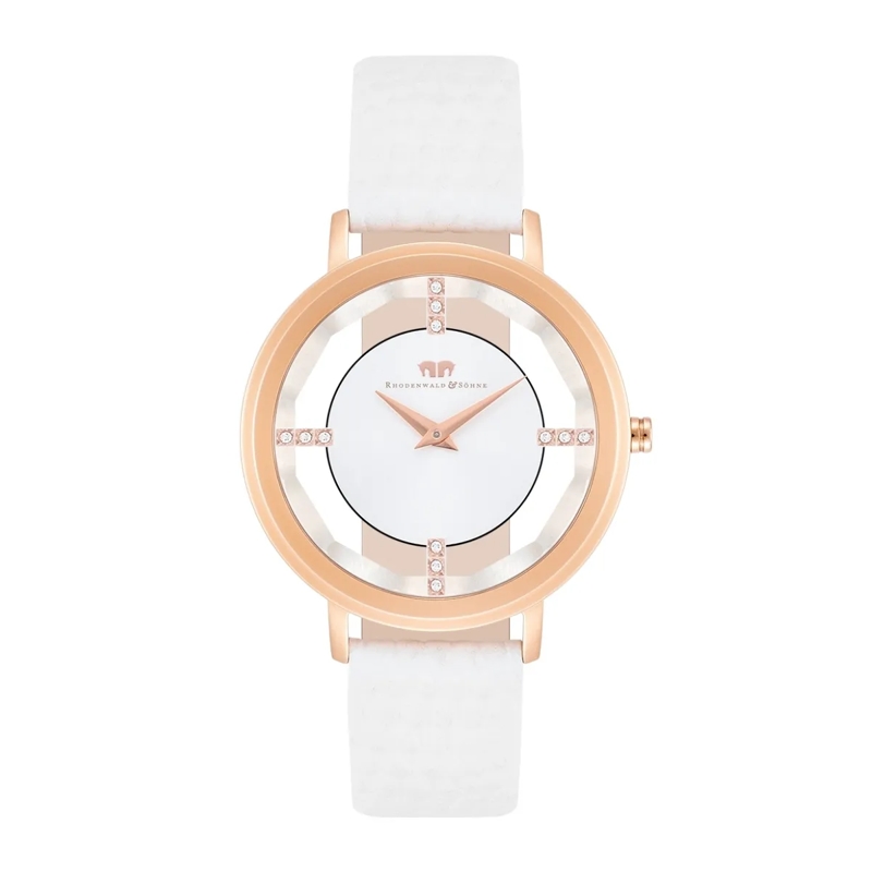 Rhodenwald & Söhne Automatikuhr Damen Armbanduhr Lucrezia Echtleder rosegold