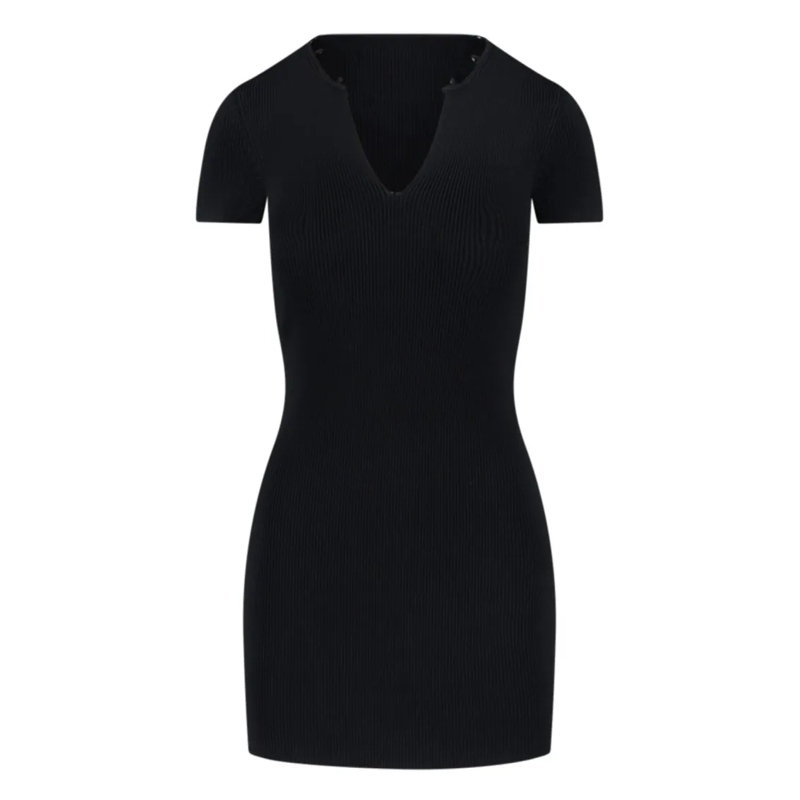 Alexander Wang Minikleid Ribbed Mini Dress With V-Neckline Black