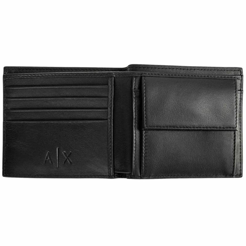 Armani Exchange Geldbörse PLAIN LEATHER BIFOLD WITH COIN POCKET 1er Pack schwarz(Image 4)