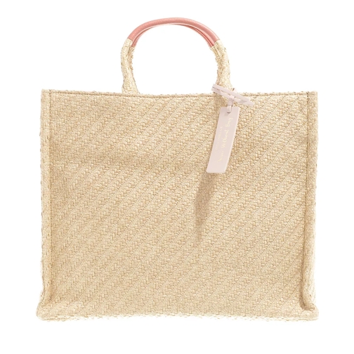 Coccinelle Never Without Bag Rafia Shopper Natural Geranium Shoppingväska