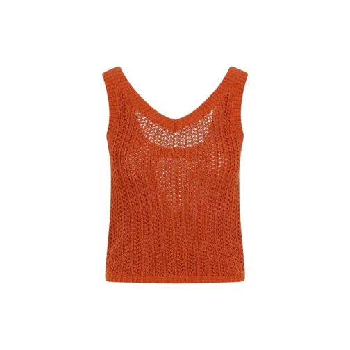 Max Mara Arrigo Crochet Orange Cotton Top Orange 