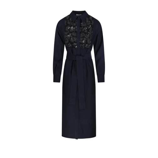 P.A.R.O.S.H. Midi-Kleider Tailored Black Dress With Floral Embroidery Black