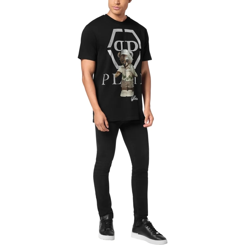 Philipp Plein T-Shirt T-Shirt Rundhalsausschnitt Ls Teddy Mit Schmuckste schwarz(Image 4)
