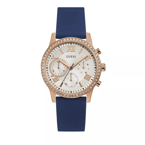 Guess Ladies Watch Solar Blue/Rose Gold Multifunctioneel Horloge