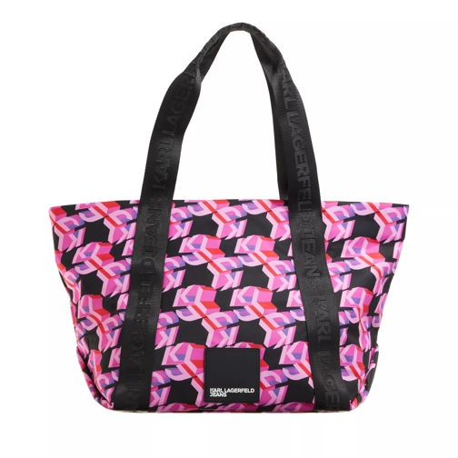 Karl Lagerfeld Jeans Urban Nylon Tote Pink Aop Klj Monogram Shopping Bag