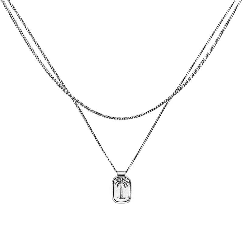 Haze & Glory Mittellange Halskette Halskette Layer Plättchen - Coconut Society Palme  silber(Image 2)