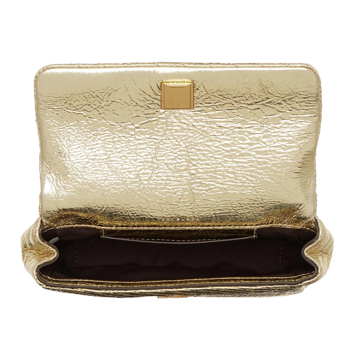 TORY BURCH Crossbody bags Kira Metallic Moto Quilt Mini Flap Bag in goud