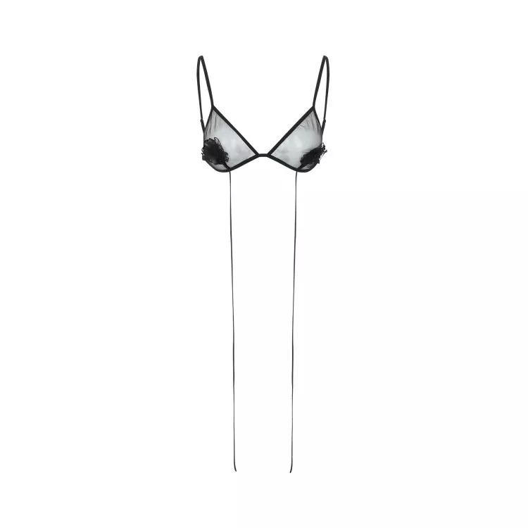 Nensi Dojaka - Black Flower Triangle With Hanging Stem Bra - Größe XS - black