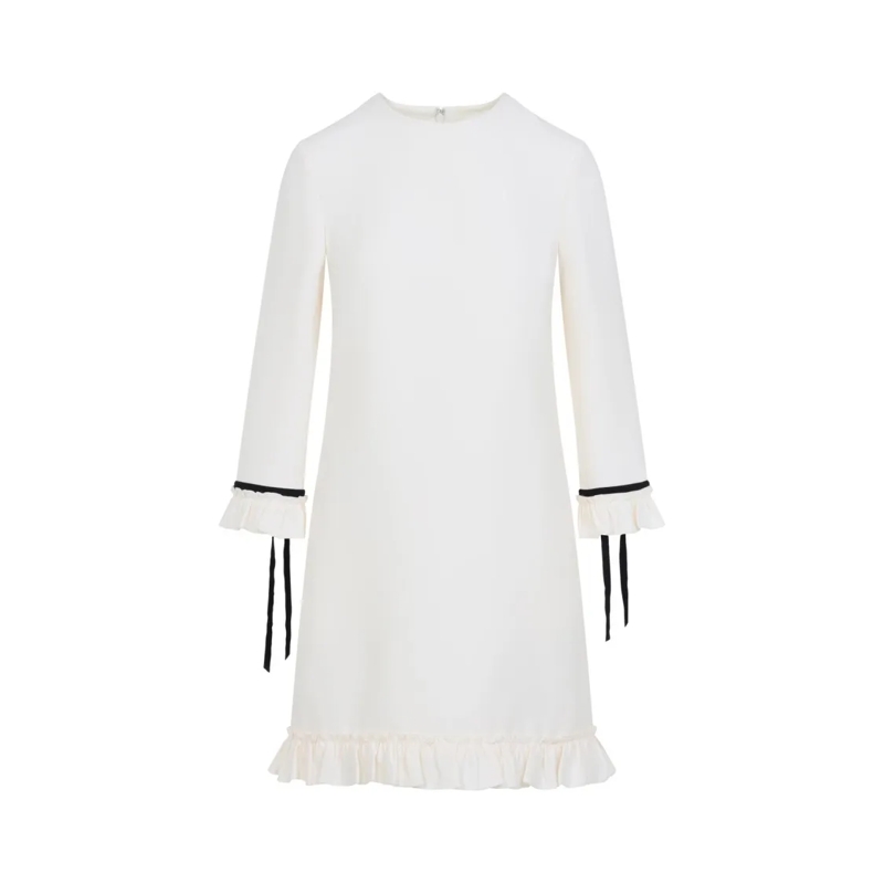 Valentino Garavani Mini-jurk Mini Dress With Ruffled Cuffs White