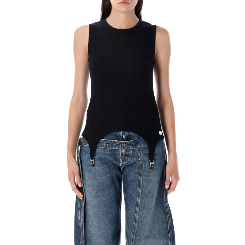 Jean Paul Gaultier Bluse Ribbed "Lingerie" Top Black