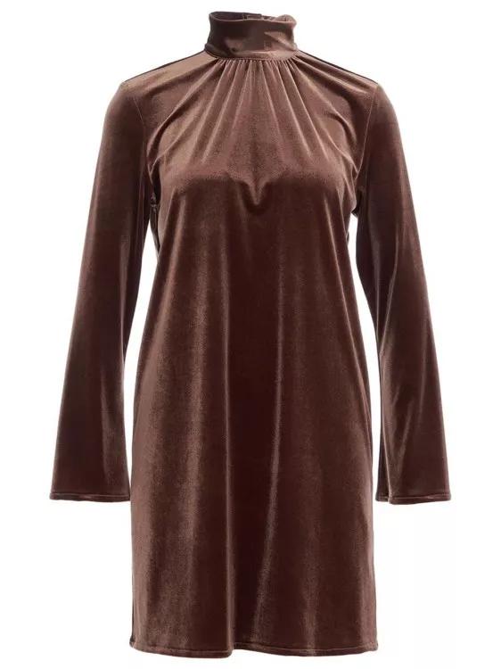 Gender Brown Velvet Dress Brown Robes