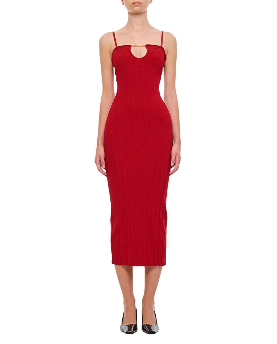 Jacquemus - La Robe Sierra Bretelles Viscose Midi Dress - Größe 38 - rot