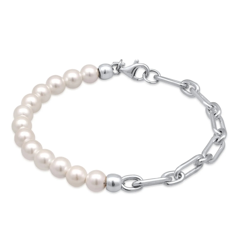 Kuzzoi Armband Armband Muschelkernperlen Gliederkette 925 Sterlin silber