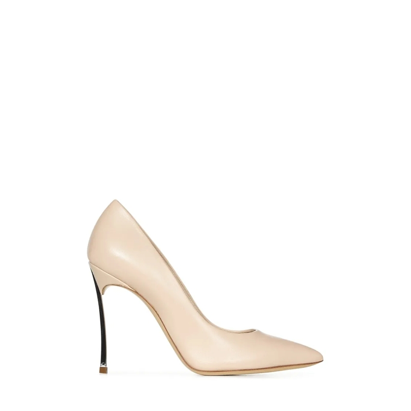Casadei Escarpins Cream Leather Pumps With Silver Blade Heel Neutrals