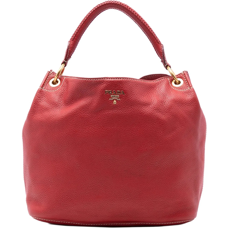 Prada Schultertasche Vitello Daino Hobo Bag rot