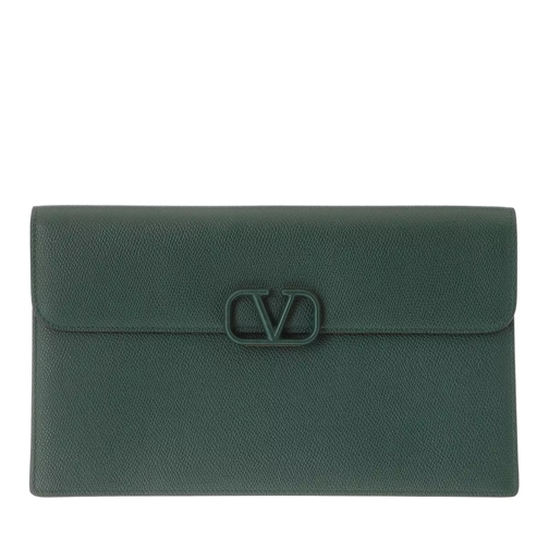 Valentino Garavani Pouch Leather English Green Clutch