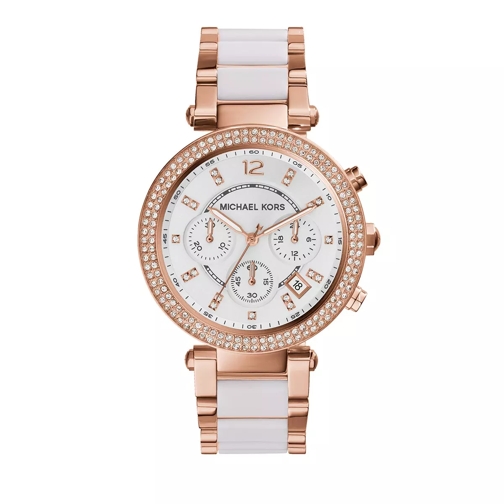 Michael Kors Ladies Parker Chronograph Two-Tone Stainless Steel Rose Gold Chronograph
