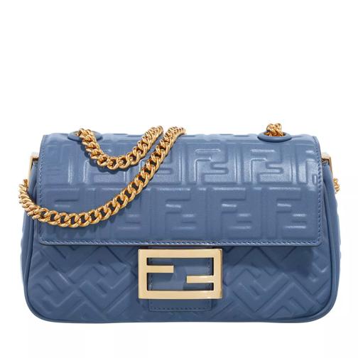 Fendi Baguette Chain Midi Nappa Shoulder Bag FF Blue Baguette Bag