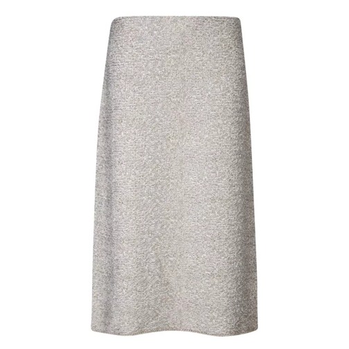 Fabiana Filippi Midi Knit Skirt With Tweed Effect Silver 