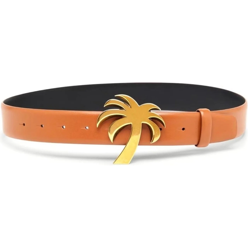 Palm Angels Leren Riem Palm Buckle Belt braun