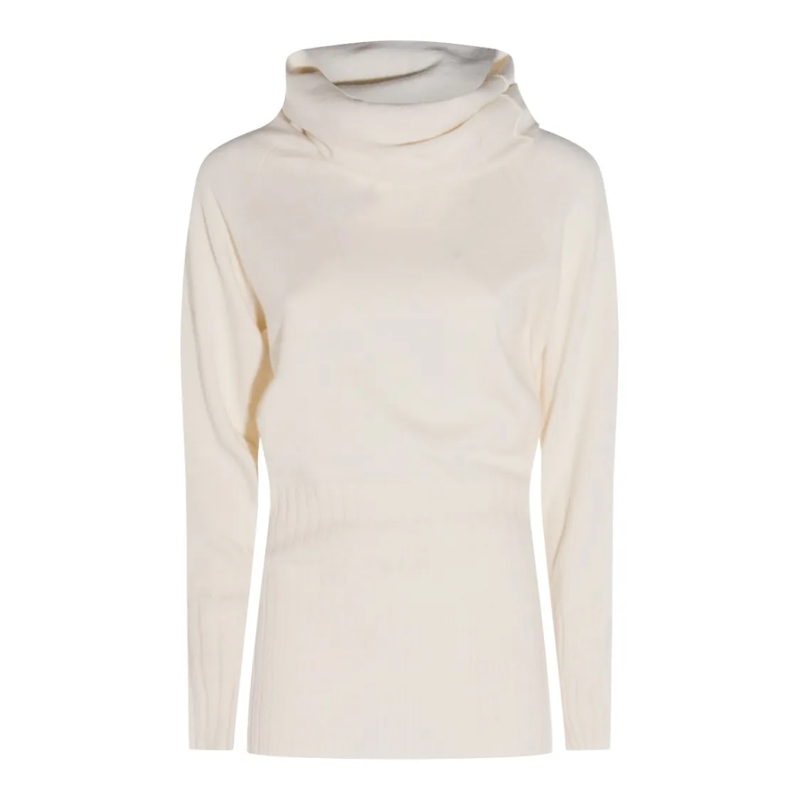 Malo Trui met col White Cashmere Knitwear White