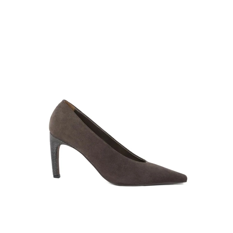 Brunello Cucinelli Pumps Pointed-Toe Pumps With Textured Metallic Detail Grey