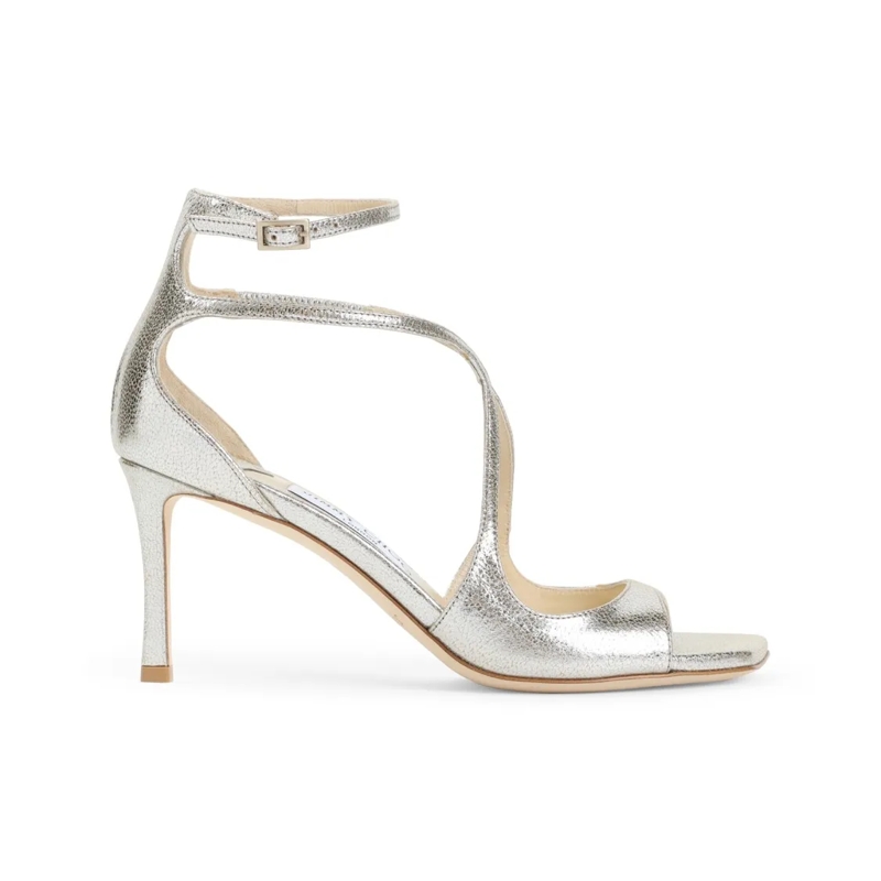 Jimmy Choo Sandalen Gleaming Open-Toe Sandals With Delicate Ankle Stra Silver