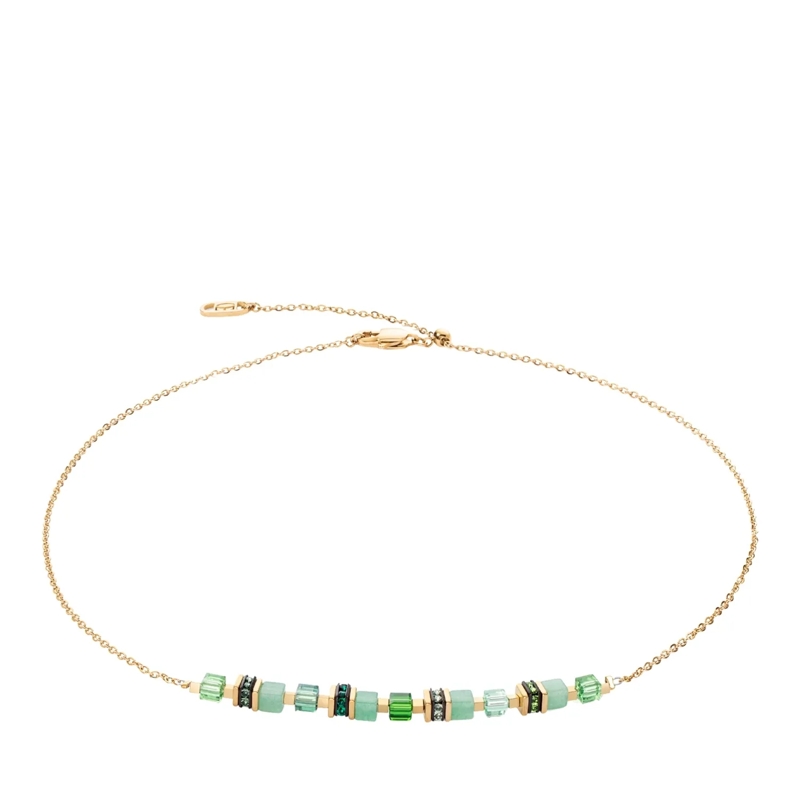 COEUR DE LION Mittellange Halskette Halskette Mini Cubes & Chain grün