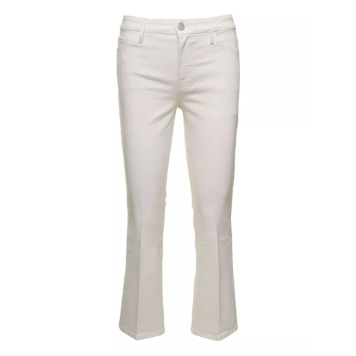 FRAME Le Crop Mini Boot' White Five-Pocket Jeans In Stre White Bootcut Jeans