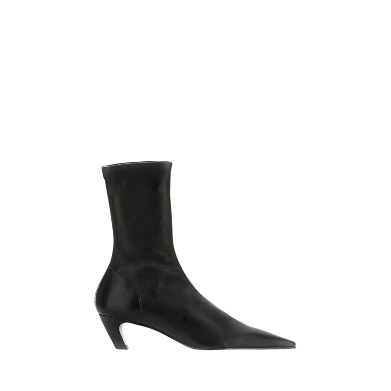 Khaite Laarzen Mid-Calf Black Boots With Pointed Toe Black