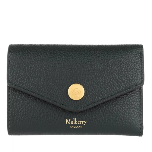 Mulberry Press Stud Folded Multi-Card Wallet Small Leather Green Portefeuille à rabat