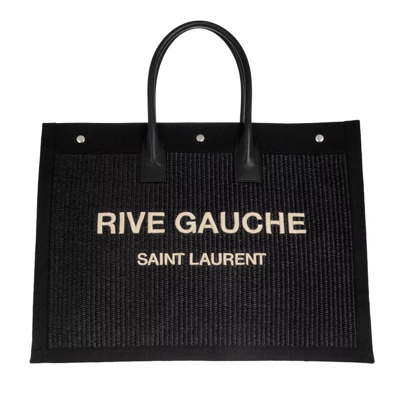 Saint Laurent Korbtasche Rive Gauche Tote Bag Black/Natural Beige