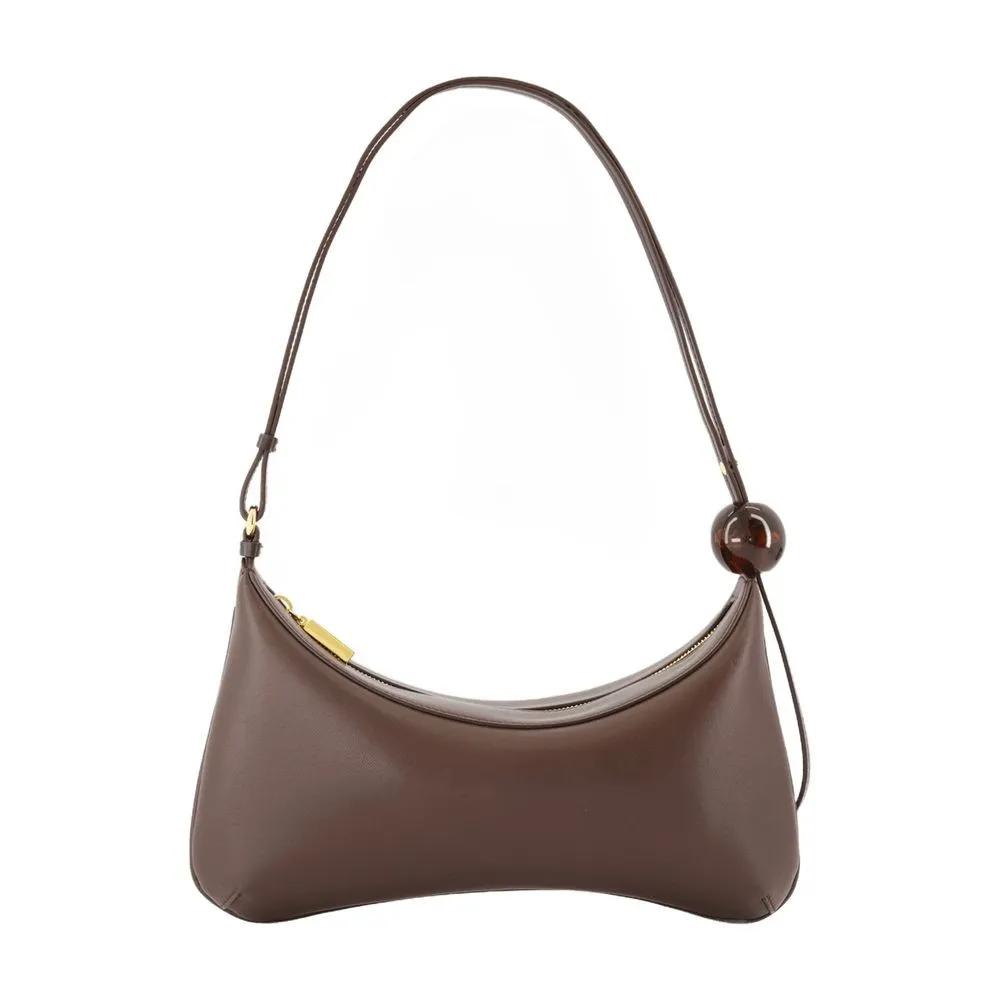 Jacquemus Hobo bags Le Grand Bisou Perle Shoulder Bag Leather Brow in bruin