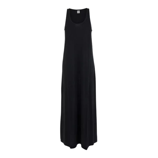 TOTEME Long Black Dress With Scoop Neck In Jersey Black 