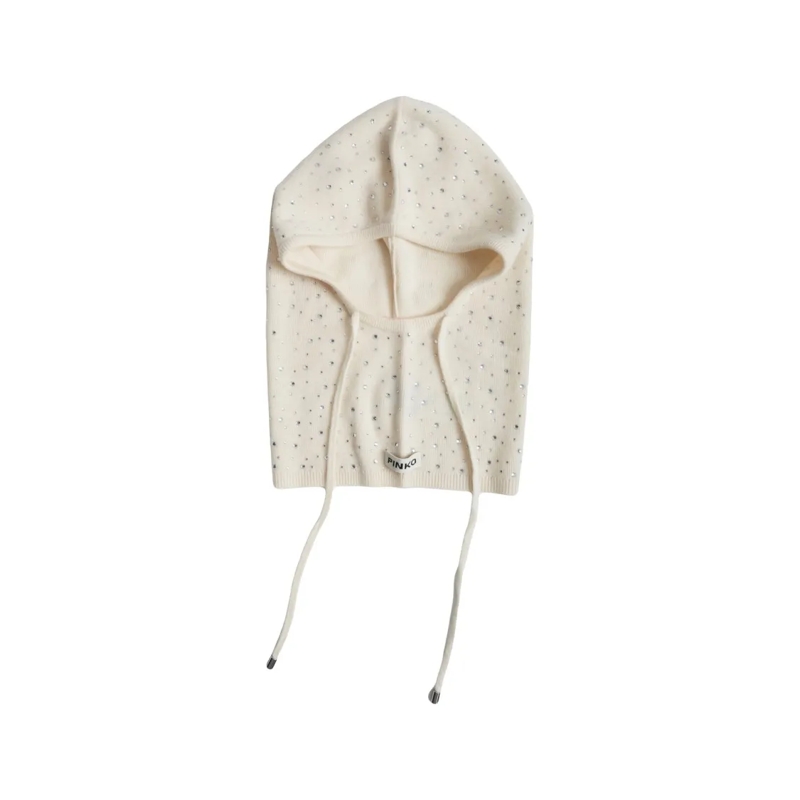 Pinko Hoed Finland' Balaclava With Rhinestones Neutrals