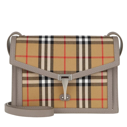 Burberry Foldover Clutch Vinatge Check Leather Small Taupe Crossbody Bag