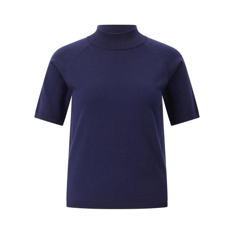 Hemisphere Trui Kurzarmpullover aus Merinowolle Dunkelblau