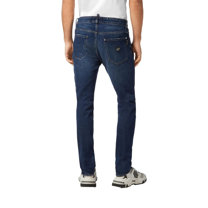 Philipp Plein Jeans mit geradem Bein Das Basismodell der 5-Pocket-Jeans zeichnet sich d dunkel-blau(Image 3)