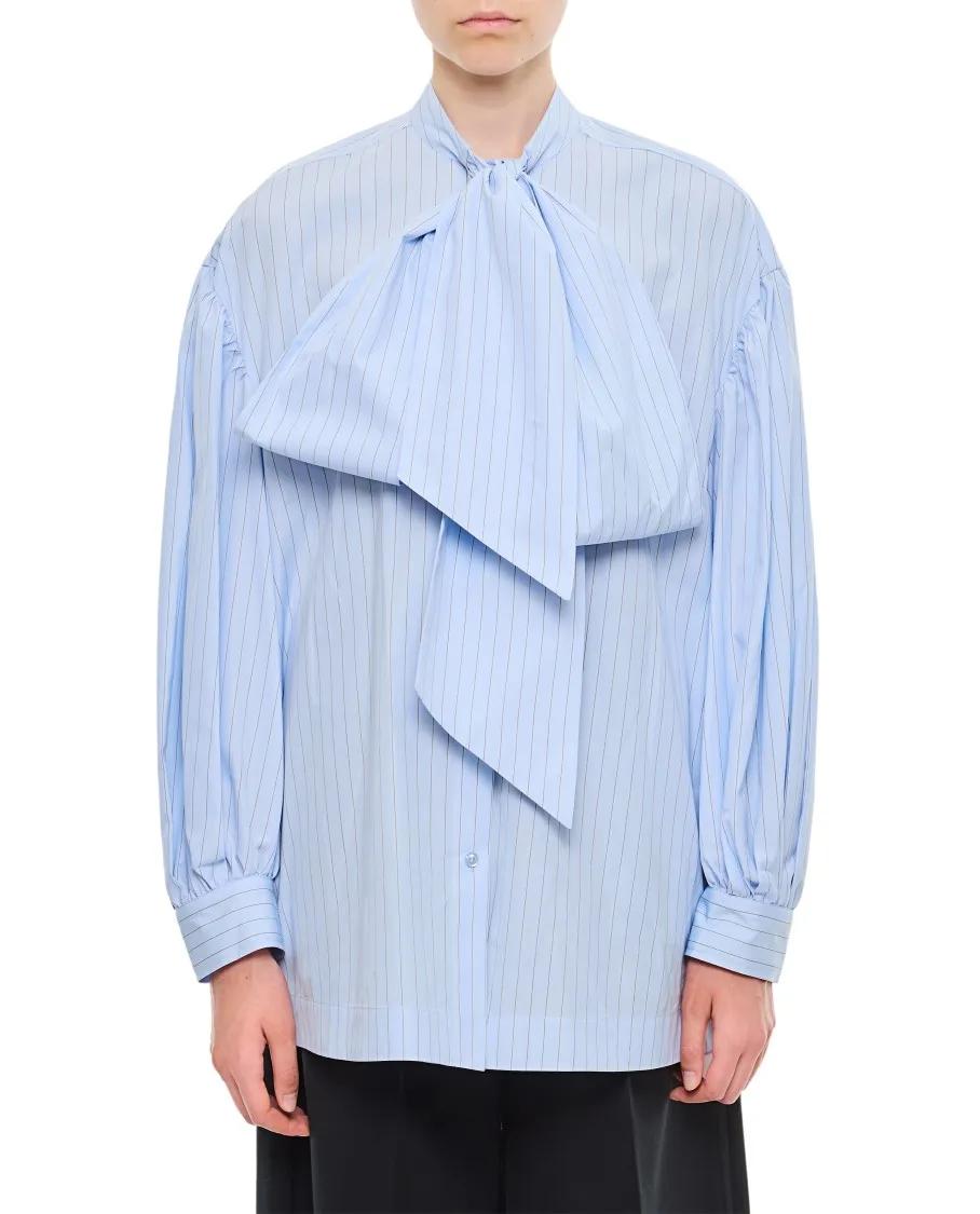 Simone Rocha - Puff Sleeve Shirt W/ Front Neck Bow - Größe 8 - blau