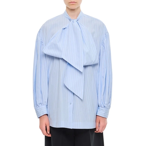 Simone Rocha Shirts Puff Sleeve Shirt W/ Front Neck Bow Blue