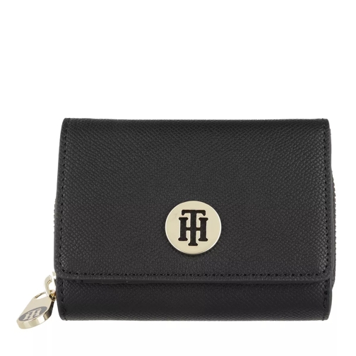 Tommy Hilfiger Honey Medium Flap Wallet Black Tri-Fold Portemonnaie