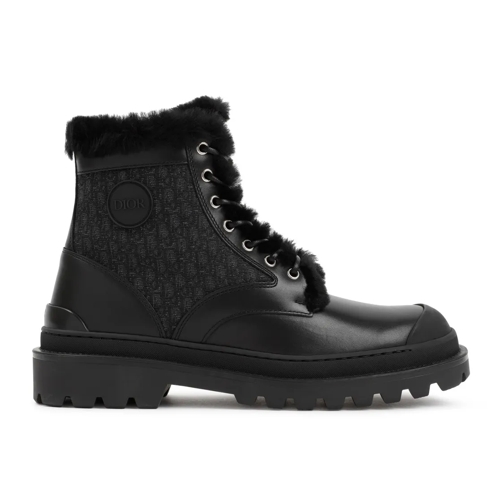 Christian Dior Stiefel Black Leather And Canvas Boot Black