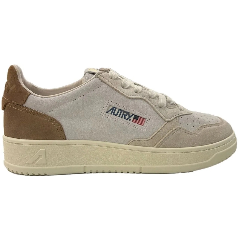 Autry International Low-Top-Sneaker Low-Top Suede And Leather Sneakers With Contrastin White