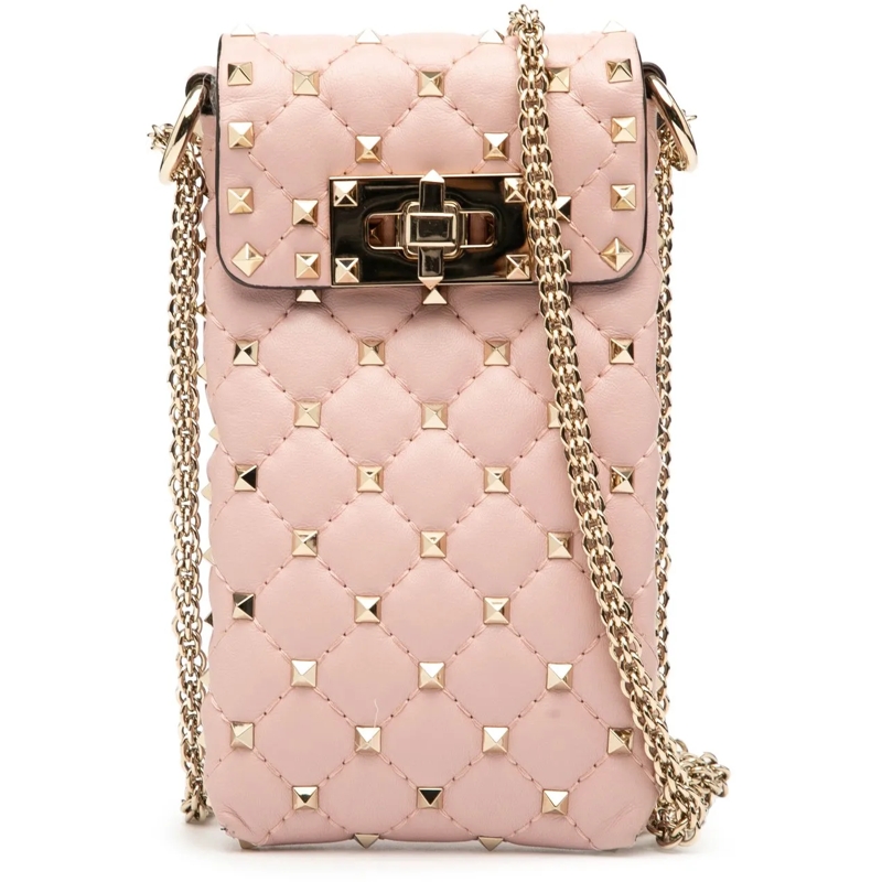 Valentino Garavani Sac à bandoulière Lambskin Rockstud Spike Phone Case Crossbody rose