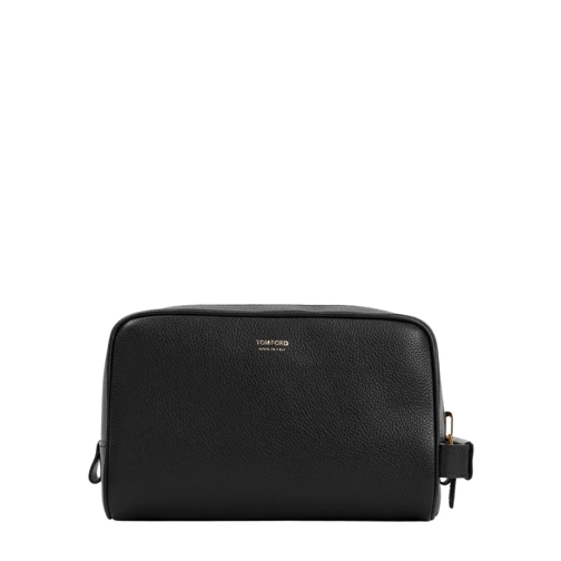 Tom Ford Black Grained Leather Toiletry Case Black Pochette-väska