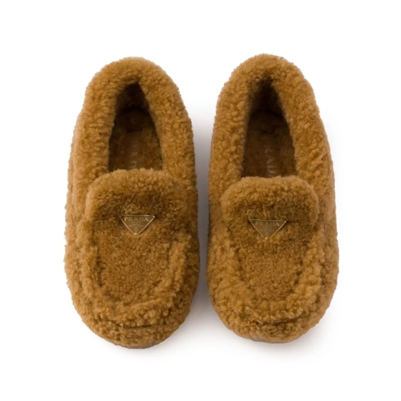 Prada Ballerinas Loafer With Shearling Caramel(Image 7)