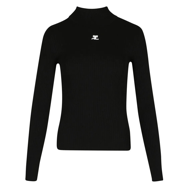 Courrèges Top met lange mouwen Ribbed Long-Sleeve Top Black